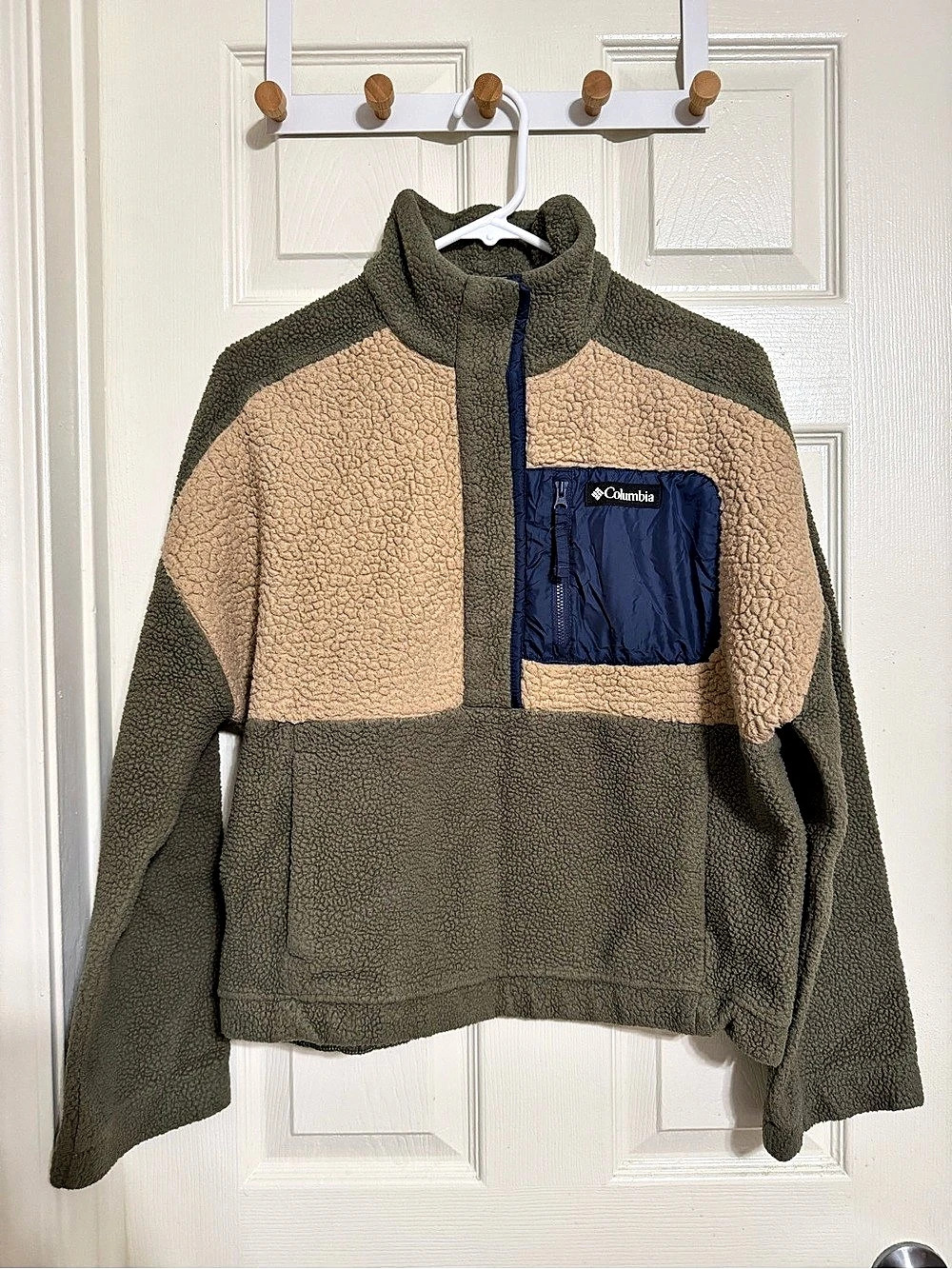 Columbia Archer Ridge II Vest / Pullover Color Block Fleece Pullover Green & Tan
